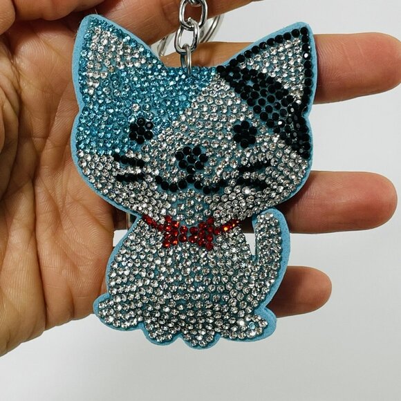 Cat Women Keyring Keychain Tassel Sequined Bling Glitter Rhinestone Sparkling - Picture 4 of 10